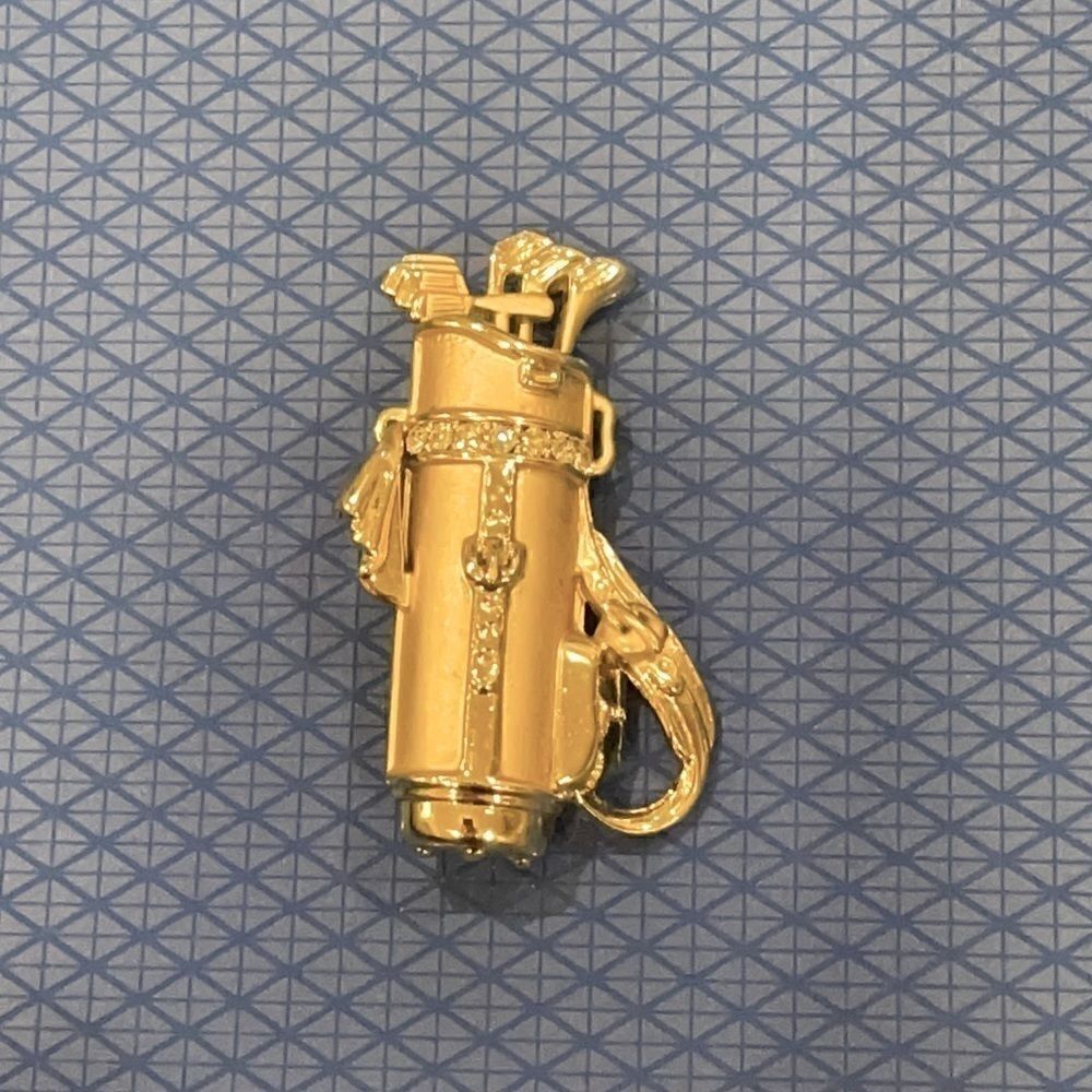 Vintage Signed CAJC Rhinestone Golf Club Brooch